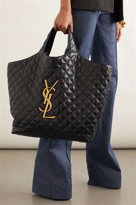 ysl black large tote|ysl large quilted tote bag.